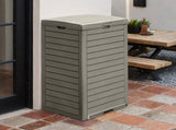 31 Gallon Large Outdoor Trash Bin, Waterproof Resin Garbage Can with Lid & Drip Tray, Light Brown 58256285