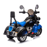 Kids Ride On Motorcycle Toy, 3-Wheel Chopper Motorbike with LED Colorful Headlights Horn, Blue 6V W2823P220543