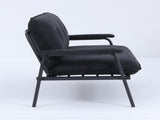 The 53-inch black sofa offers a spacious layout in the small apartment, easily handling various W3371P309476