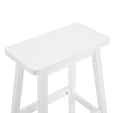 ZUN 2pcs Pine Wood Saddle Seat Bar Stool White 07638895