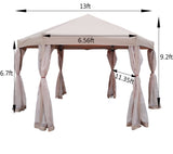 ZUN 13 Ft. W x 13 Ft. D x 9.2ft Pop-Up Gazebo Tent Outdoor Canopy Hexagonal Canopies Gazebos & Pergolas W65632229