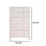 Contemporary White 1pc Chest of Drawers Plywood Pine Veneer Bedroom Furniture HS00F4239-ID-AHD