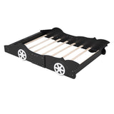 Full Size Race Car-Shaped Platform Bed with Wheels,Black WF298788AAB