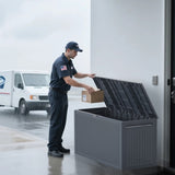 90gal Outdoor Garden Plastic Storage Deck Box Chest Tools Cushions Toys Lockable Seat 01303501