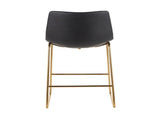 Contemporary Counter Stool in Gold Metal and Black Faux Leather - Set of 2 B202P221870