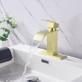 Waterfall Spout Bathroom Faucet,Single Handle Bathroom Vanity Sink Faucet TH1501BG