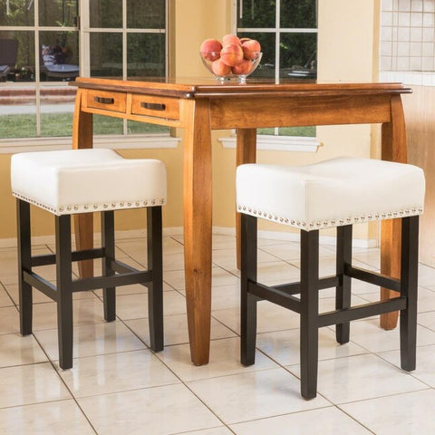 ZUN 26-inch Backless Ivory Leather Counter Stool 74493.00IVR