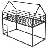 Twin over Twin House Bunk Bed with Built-in Ladder,Black WF283080AAB