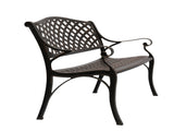 40.5" Outdoor Cast Aluminum Bench With Mesh Backrest Seat Surface 24289313