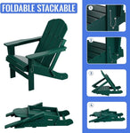 ZUN Folding Adirondack Chair, Relaxing Stackable Arm Rest Ernomic HDPE All-Weather Adirondack Chair 91222664