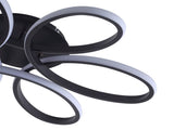 23 inch Modern LED Ceiling Light, 6 Rings Flower Flush Mount Light Fixture with Remote Control Black W5008P467008