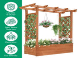 43.5*17.5*44.5 In Fir With Arched Lattice Raised Garden Bed Wooden Planting Frame Teak Color 39513939