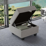 ZUN Light Grey 25.59-inch Ottoman with Storage,Square Ottoman Bench with Lid Lifting Function,Storage T2694P193510