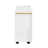 ON-TREND Mobile End Table with Lockable Wheels, Narrow Coffee Table with 5mm Thick Fluted Tempered N721P179241K