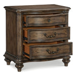 ZUN Traditional Nightstand of 3 Drawers Brown Oak Finish 1pc Bedside Table Wooden Formal Bedroom B011P173066