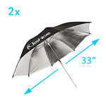 ZUN 135W Silver Black Umbrellas with Background Stand Non-Woven Fabrice Set 64774424