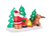 9FT Lighted Christmas Inflatable Decoration, Inflatable Santa and Reindeer Around Campfire, Funny 05216727
