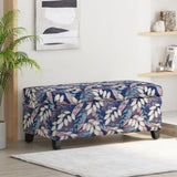 Luxury Storage Ottoman with Floral Patterned Fabric, Soft-Close Hinges, Multi-Functional Footrest & N767P257582L