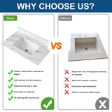 37 Inch Marble Vanity Top, Bathroom Vanity Top with Undermount Rectangular Middle Sink and 4" Height 71886302