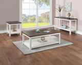 ZUN 1pc Farmhouse Style Brown Coffee Table with White Base Rectangular Table Top Comes with Casters B011P245448