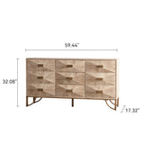 9 Drawers Dresser, Modern Dressers & Chests of Drawers, TV Stand,Light Wood Dresser for W3158P307446