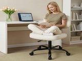 Ergonomic PU Leather Desk Chair, Armless Rolling Chair with Thickened Cushion for Small 77896294