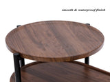 2 Tier Oval End Tables Wooden Small Side Table, 27" Round Coffee Table with Storage Tray, Modern 87944043