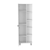 ZUN Urano Corner Linen Cabinet, Five External Shelves, Single Door, Four Interior Shelves -White B20091991