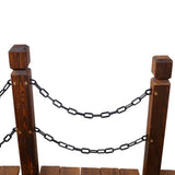 5 FT Wooden Garden Bridge, Stained Wood Arc Footbridge with Chain Railings for Backyard Creek Farm, W465P221155
