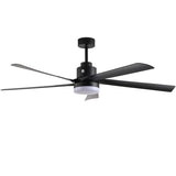 65 Inch Black Ceiling Fan with Light, 5-Blade Dimmable LED Ceiling Fan with Remote Control, Modern W1340P243907