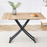 Modern minimalist multifunctional lift table with 0.8-inch MFC tabletop and black metal legs, can be W1151P149702