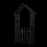 Metal Garden Arch with Gate W58.07*H97.24 Climbing Plants Support Rose Arch Outdoor Black W1586P278421
