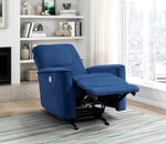 ZUN Modern Living Room 1pc Power Rocker Reclining Chair Blue Velvet Upholstery Solid Wood Frame Luxury B011P204080