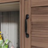 Dark Brown Outdoor Potting Bench with Storage Cabinet,Sink and Faucet ,Hooks 94600135