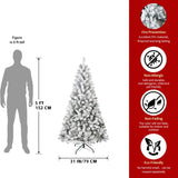 Artificial 5ft Flocked Christmas Tree with 407 PVC Branch Tips, Round head, Foldable Base for Indoor 55068094