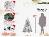 Artificial 4ft Flock Christmas Tree with 350PVC/Hard Needle Mixed Branch Tips,Hinged Premium & 50472990