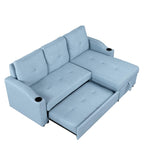 ZUN 80.3". Pull Out Sofa Bed Modern Padded Upholstered Sofa Bed , Linen Fabric 3 Seater Couch with 69621419