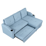 ZUN 80.3". Pull Out Sofa Bed Modern Padded Upholstered Sofa Bed , Linen Fabric 3 Seater Couch with 69621419