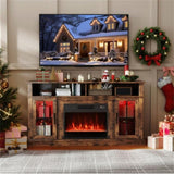58" TV Stand with RGB Fireplace Rustic Brown- Smart App Remote Control, 4777 BTU Heater 89848324