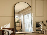 58"x19" Arched Full Length Mirror with Aluminum Alloy Frame Freestanding Floor Dressing Mirror, 99221356
