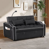 ZUN 1 multifunctional foldable sofa bed in 3 different lengths, modern sofa, upgraded suede fabric, W1910P268394