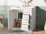 24" Bathroom Vanity with Integrated Ceramic, Bathroom Cabinet with 1 Door, 3 Drawers, Single N710P341038K