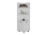 62H" Tall Corner Cabinet with 3-Tier Shelf and 2-Door, White B097133210