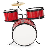 14"x10" 3-Pieces Junior Kids Drum Set Kit Pedal Drum Stick Wrench Drum Stool Red 10582119