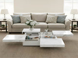 Square Marble Veneer Coffee Table Sliding Top with Storage in White 39.4'' N735P388120K
