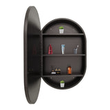 ZUN 24*36 inches Oval Black Metal Framed Wall mount Bathroom Medicine Cabinet with Mirror W1355P154071