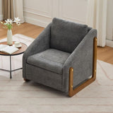 057- Set of 1 Chenille Fabric Modern Upholstered Armchair with Wooden Side Frame , Accent Leisure W527P239828