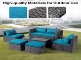 2pcs armless sofa 2pcs footstool 1pcs double sofa 1pcs coffee table with storage black rattan 86733978
