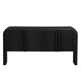 U_STYLE Striped Storage Cabinet with 4 Doors , Adjustable, Suitable for Study,Entrance and Living WF321487AAB