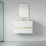 36" Wall-Mounted Bathroom Vanity with Sink, Floating Bathroom Storage Cabinet with Stone Resin W1573P211173